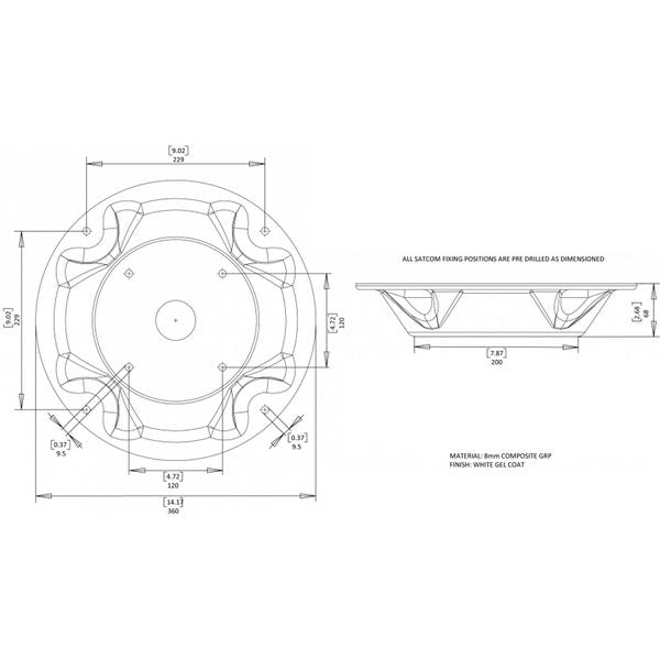 Scanstrut SC45 Satcom Antenna Mount for KVH Sea-Tel Intellian Garmin