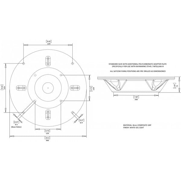 Scanstrut SC45R Satcom Antenna Mount for Intellian and Raymarine