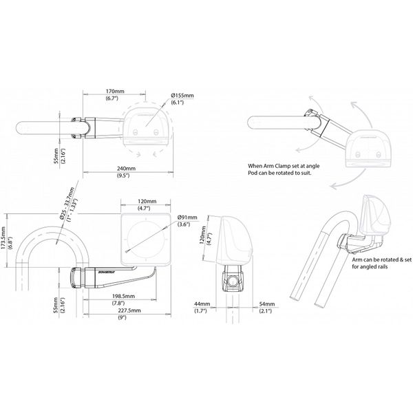 Scanstrut SPR-1I-AM ScanPod Arm Pod for 1 Standard Instrument