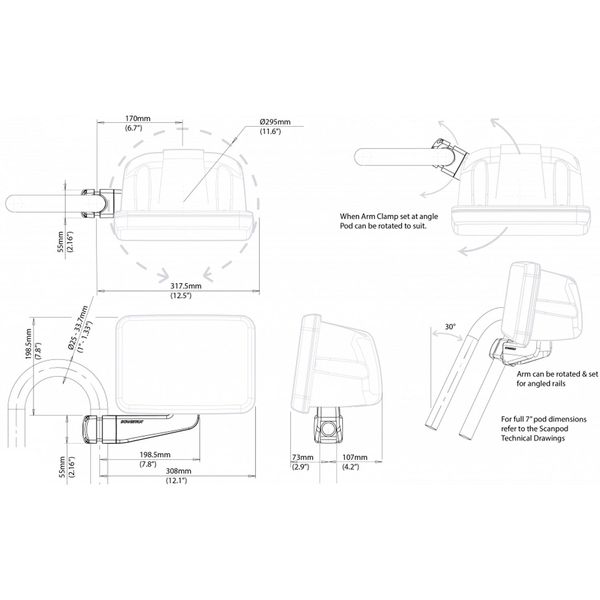 Scanstrut SPR-7-AM ScanPod Arm Pod for Displays Up To 7" (Raymarine)