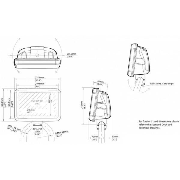 Scanstrut SPR-7S-RM ScanPod Rail Pod for Displays Up To 7" (Raymarine)