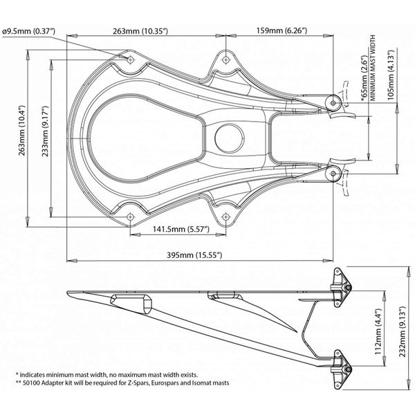 Scanstrut SC20-BLK Mast Mount for Radars (Large / Garmin & Raymarine)