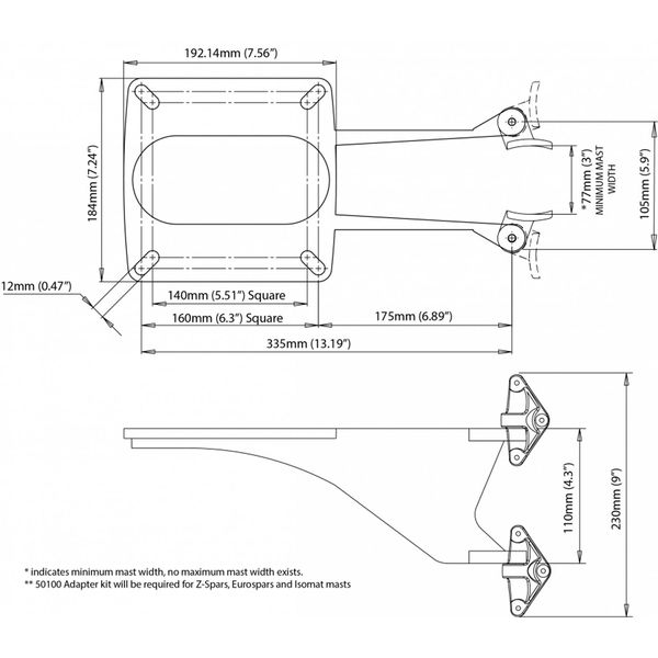 Scanstrut SC12 Mast Mount for Radars (Medium / Furuno)