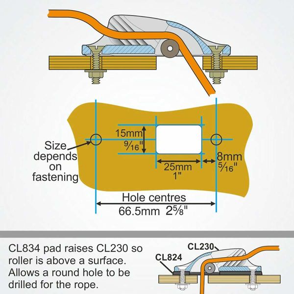 Clamcleat 3-6mm Trapeze Silver Aluminium