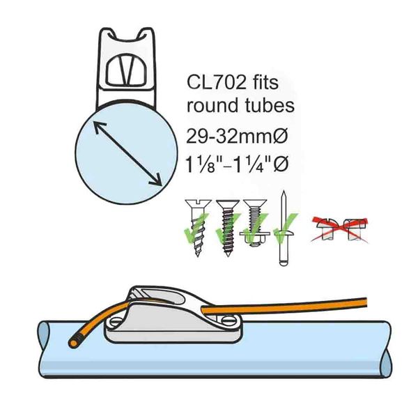 Clamcleat 3-6mm Junior Boom Cleat Silver Aluminium