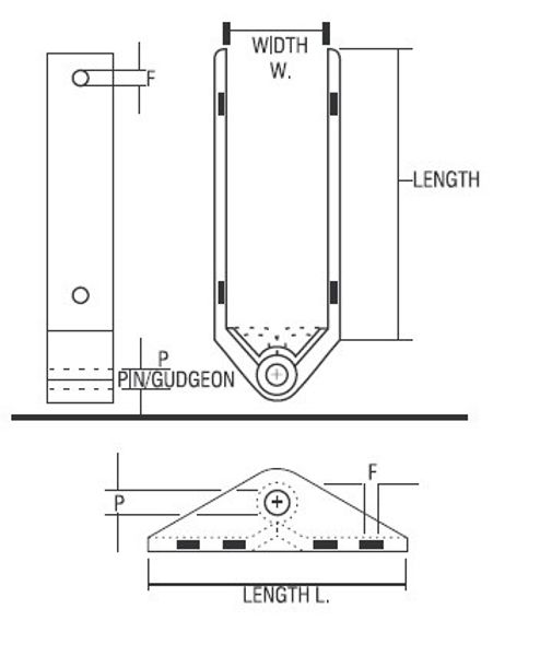 RWO Rudder Pintle 8mm Pin (70mm Long, 25mm Wide)