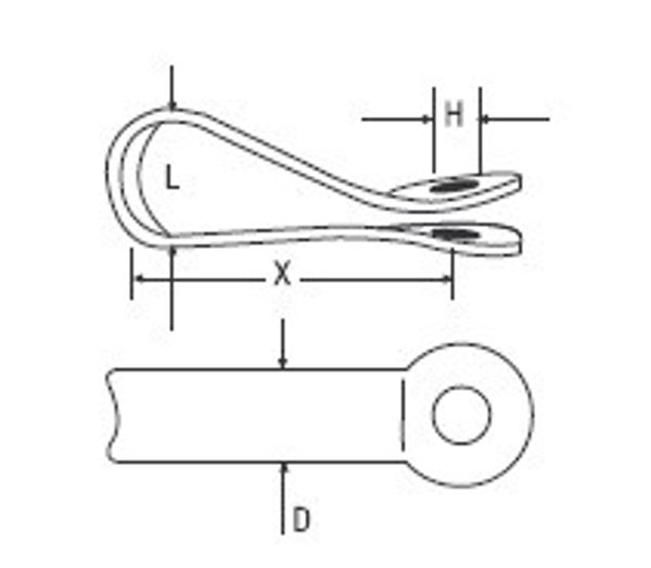 RWO Stainless Steel Clip Eye Mount Short (x4)