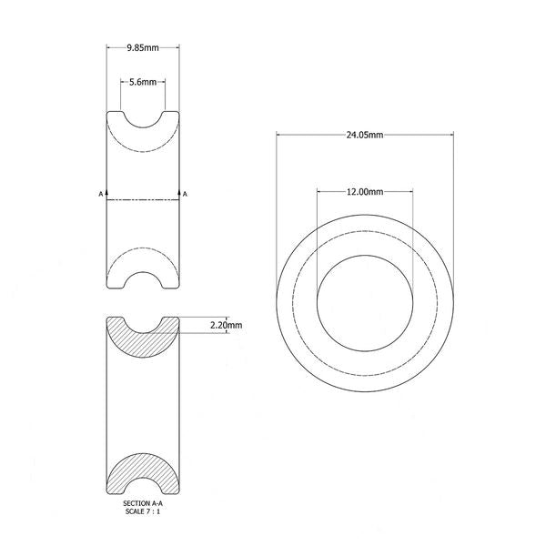 RWO Low Friction High Load Ring 13mm Bore for 6mm Line