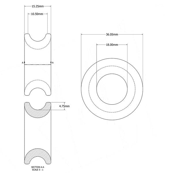 RWO Low Friction High Load Ring 18mm Bore for 10mm Line