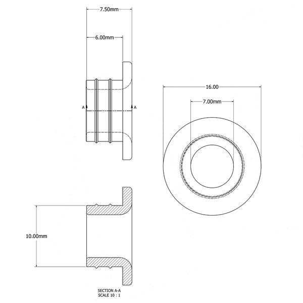 RWO Through Deck Low Friction Bush 7mm Bore