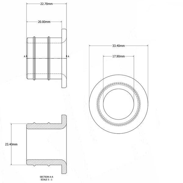 RWO Through Deck Low Friction Bush 18mm Bore