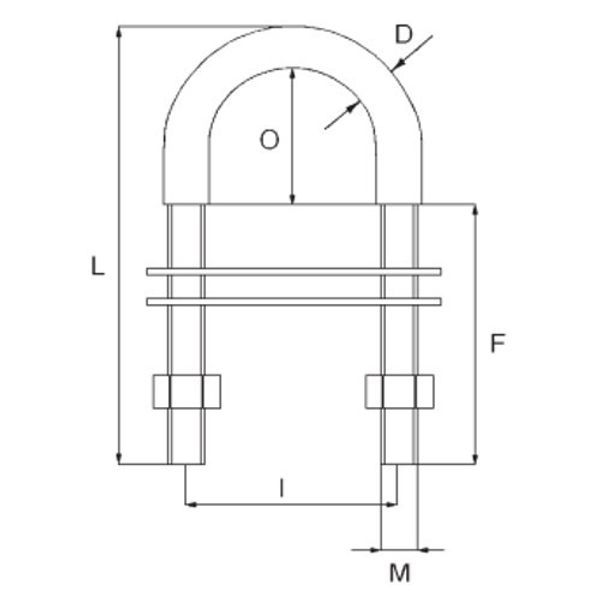 AG 8mm U Bolt Type A in Stainless Steel 6mm Thread