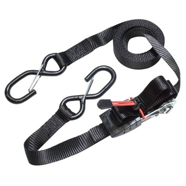 Masterlock Ratchet Tie Down S Hook 4.25m x 25mm Black (Pair)