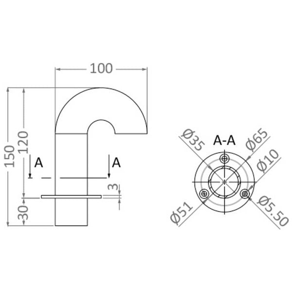 Osculati Stainless Steel Cable Elbow Outlet (35mm OD)