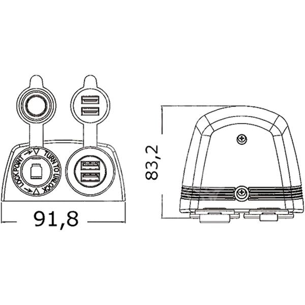 Osculati Double USB and Cigarette Lighter For Surface Mounting