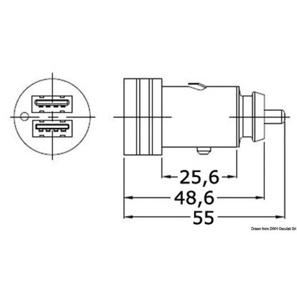 Osculati Double A+C Type USB 12/24V Plug Adaptor