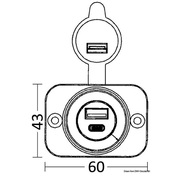 Osculati USB Plug with A+C Type Sockets