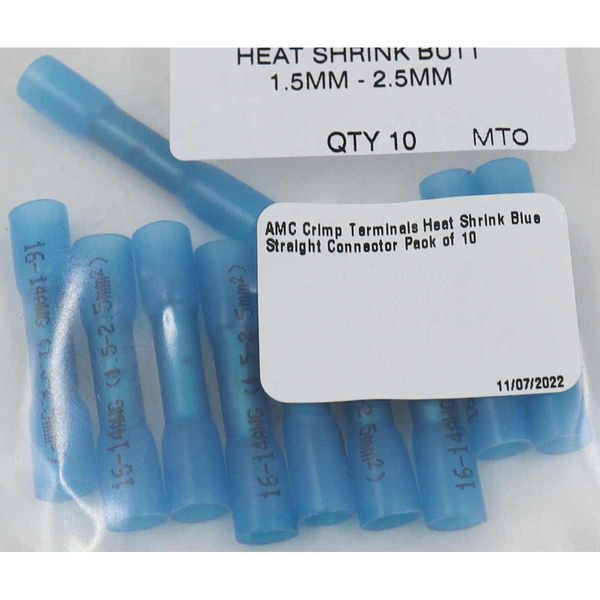 AMC Heat Shrink Terminal Thro' Connector Blue (10)