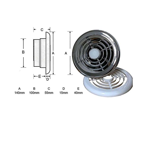 AG Extractor Fan and Light 12V White Chrome