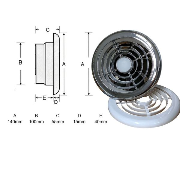 AG Showerlite Extractor Fan/Light 24V DC Chrome/White