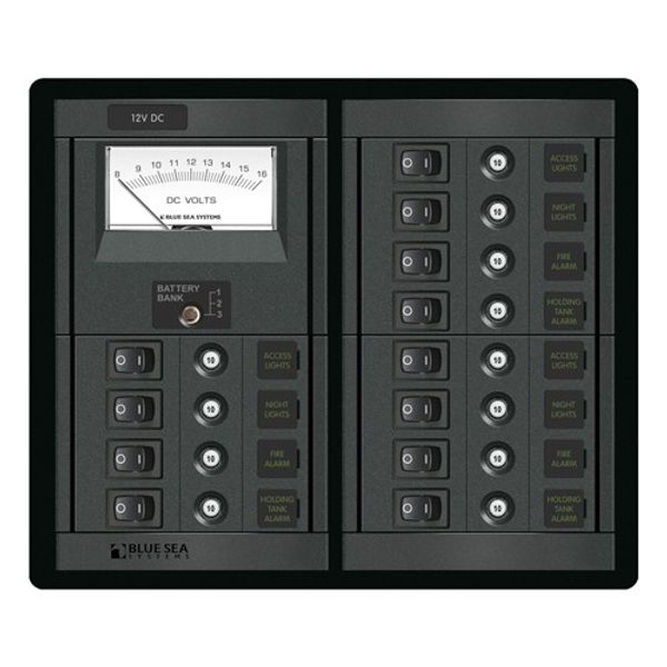 Blue Sea 360 DC Circuit Breaker Panel 12 Position + Meter