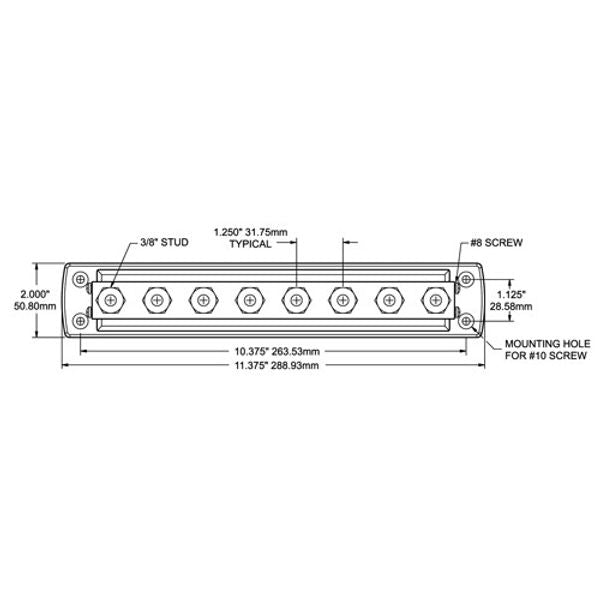 Blue Sea Powerbar 600 Amp Bus 3/8" Studs x8