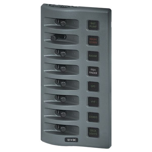 Blue Sea WeatherDeck 8-Position IP67 Waterproof V/H Panel Grey