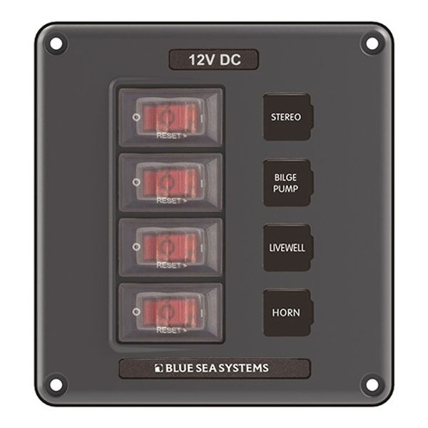 Blue Sea IP66 Circuit Breaker Switch Panel 4 Position Grey