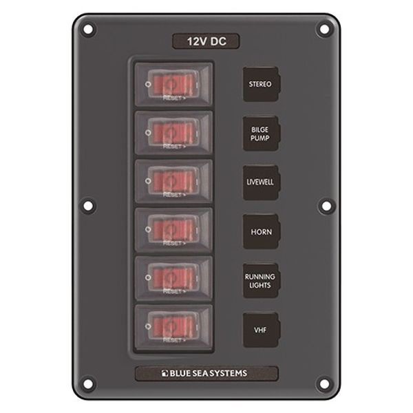 Blue Sea IP66 Circuit Breaker Switch Panel 6 Position Grey