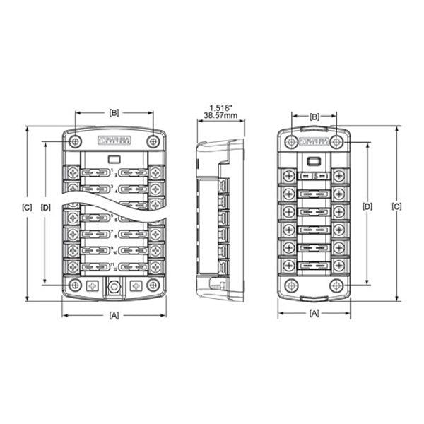 Blue Sea ST Fuse Block 6 Circuit Ind with Cover