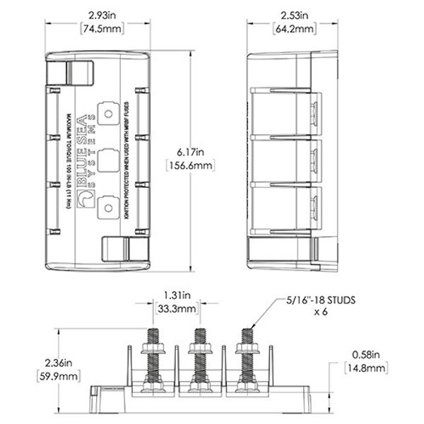 Blue Sea MRBF Fuse Block 3 Independent Sources