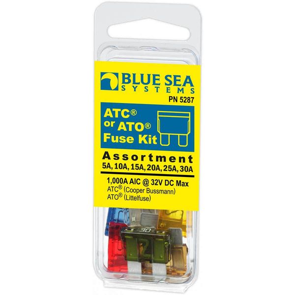 Blue Sea Fuse Kit ATO/ATC 5A 10A 15A 20A 25A & 30A (Pack of 6)