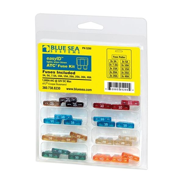 Blue Sea Fuse ATC Easy ID 3/5/7.5/10/15/20/25/30/40A (31 Piece Kit)