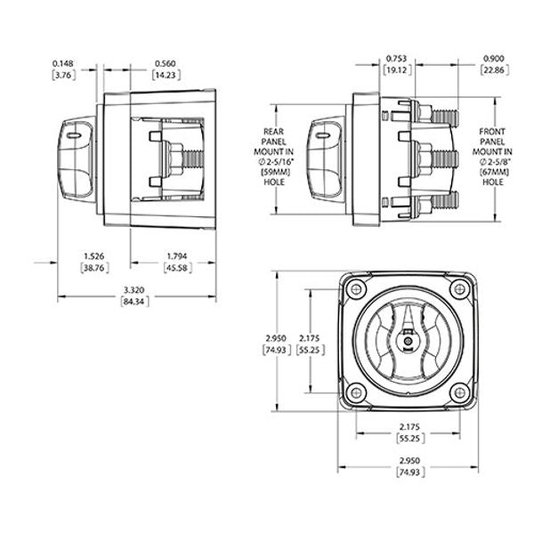 Blue Sea Battery Switch M Series 3 Position Selector Black