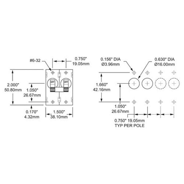 Blue Sea Circuit Breaker Double Pole 16 Amp