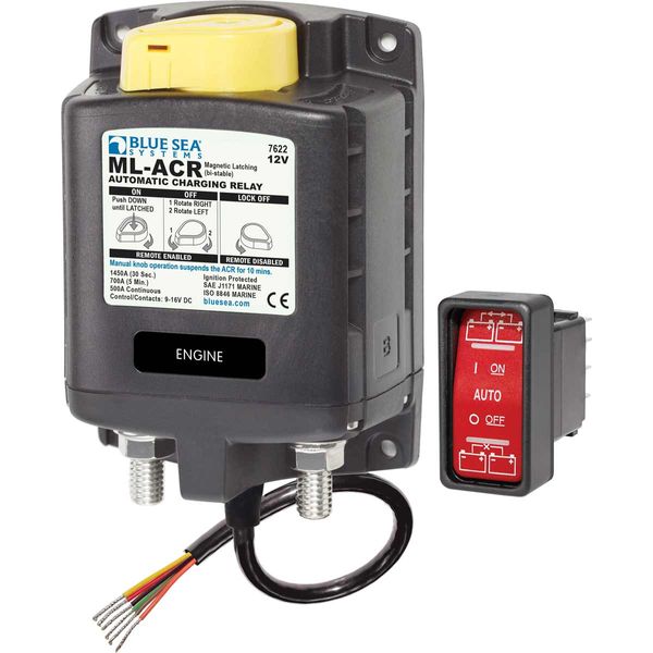 Blue Sea ML Series HD Auto Charge Relay 12V with Manual Control