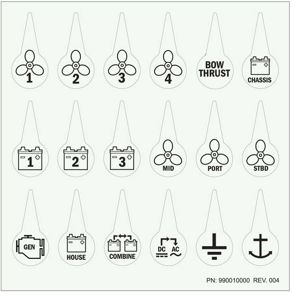 Blue Sea Battery Switch Icon Label Kit for M, E and HD Series Switches