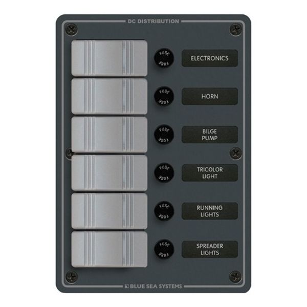 Blue Sea 6-Pos IP66 Waterproof V Panel Slate Grey