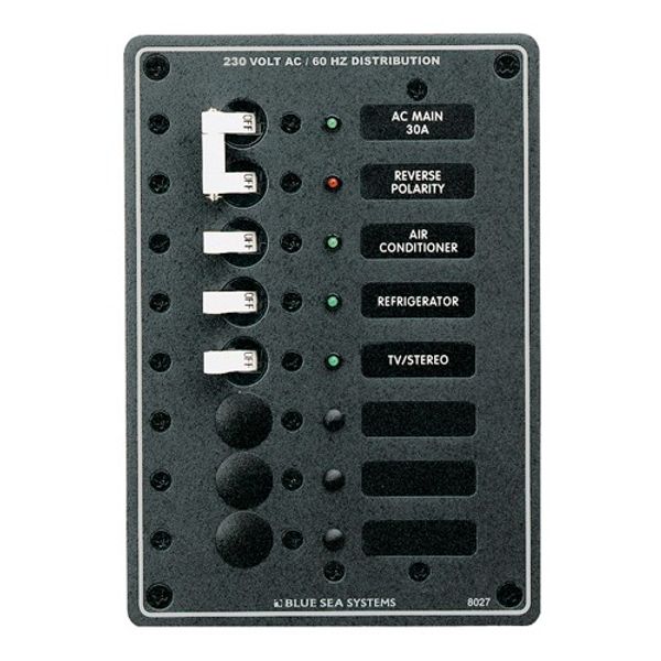 Blue Sea Panel 230V Dual Pole In +3CB+2 Spare