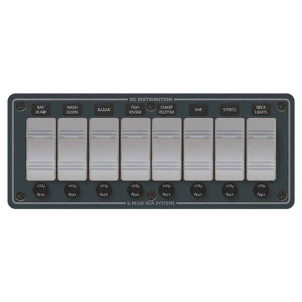 Blue Sea 8-Position IP66 Waterproof Panel Horizontal Black