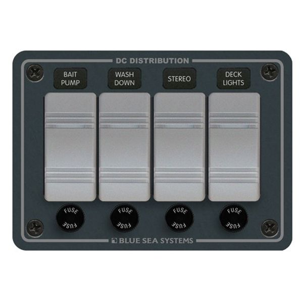 Blue Sea 4-Position IP66 Waterproof Panel Horizontal Black