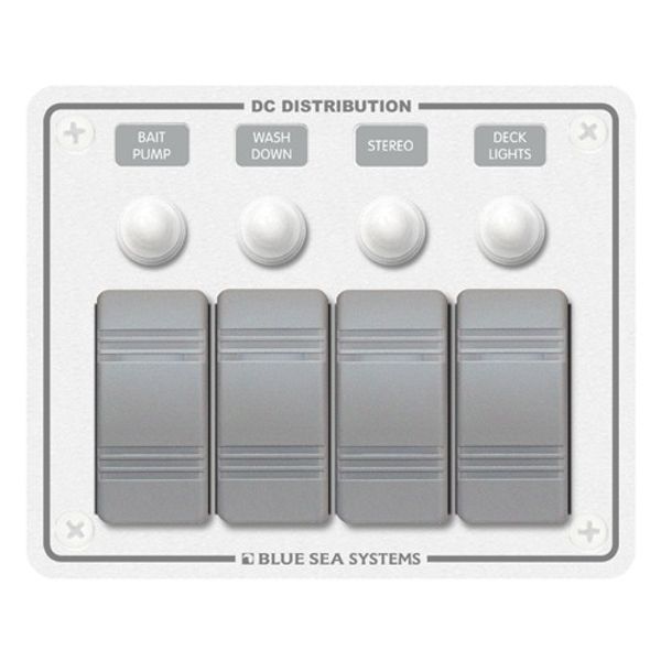 Blue Sea 4-Position IP66 Waterproof Panel Horizontal White