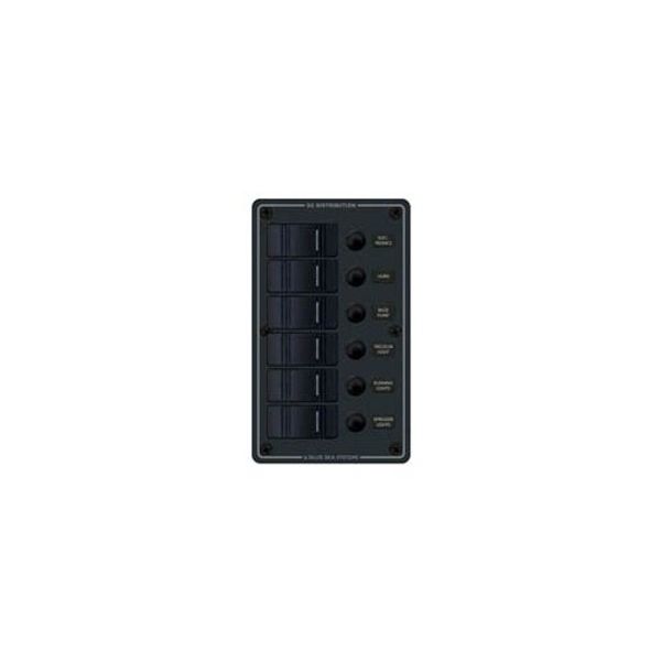 Blue Sea 6-Position IP66 Waterproof Vertical Panel Black