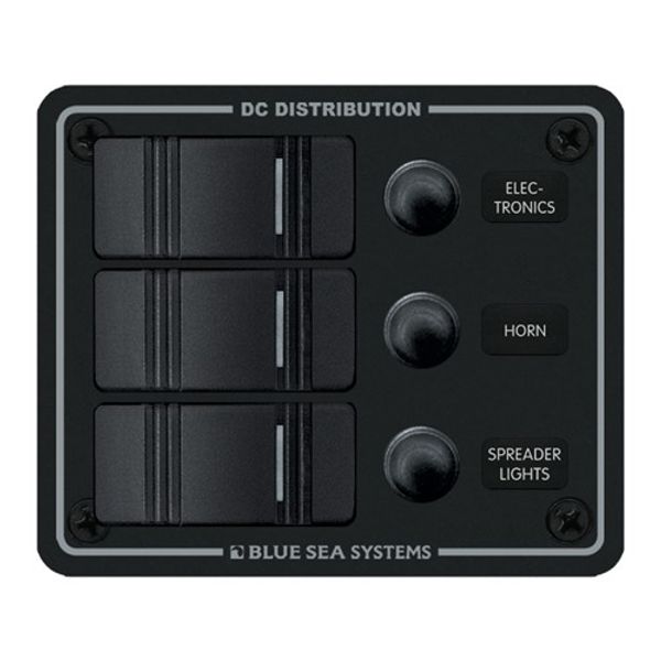 Blue Sea 3-Position IP66 Waterproof Vertical C/B Panel Black