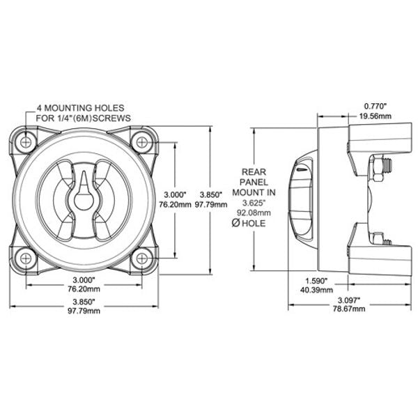 Blue Sea Battery Switch 9002E 4-Way with AFD