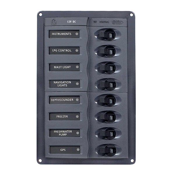 BEP 12V DC Circuit Breaker Panel 8-Way Vertical (No Meters)