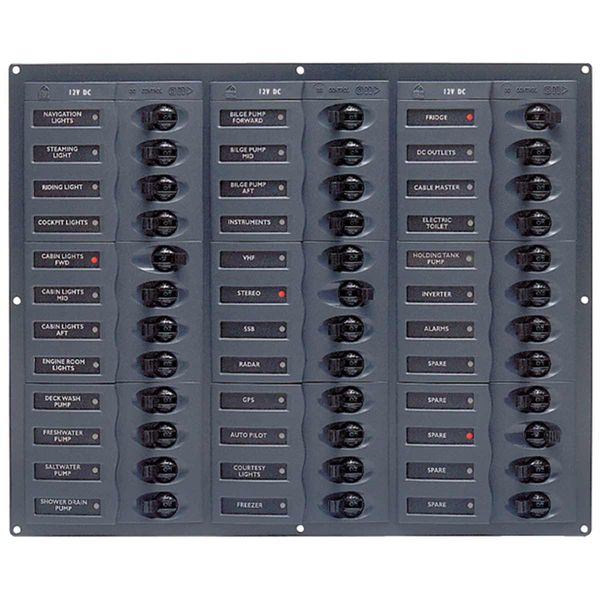 BEP 12V DC Circuit Breaker Panel 36-Way Square (No Meters)