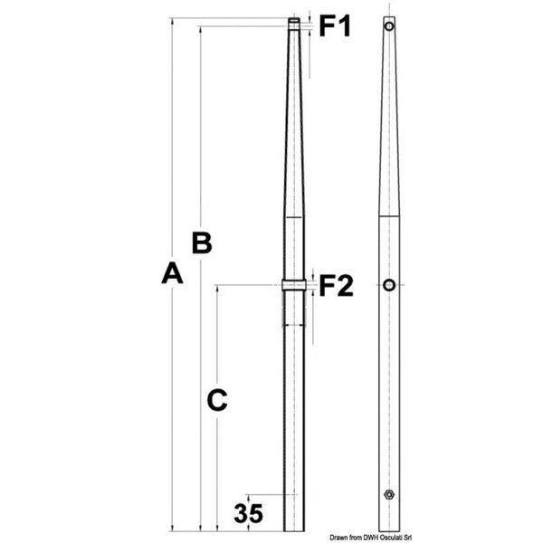 Osculati Stainless Steel Stanchion 610mm x 25mmID