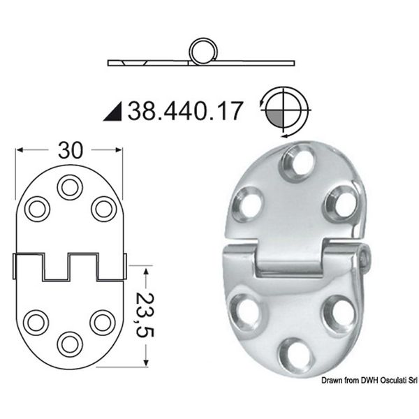 Osculati Stainless Steel Hinge (47mm x 30mm / Standard Pin)