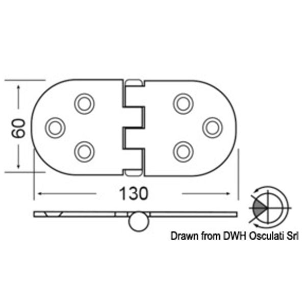 Osculati Stainless Steel Heavy Duty Hinge (130 x 60mm / Reversed Pin)